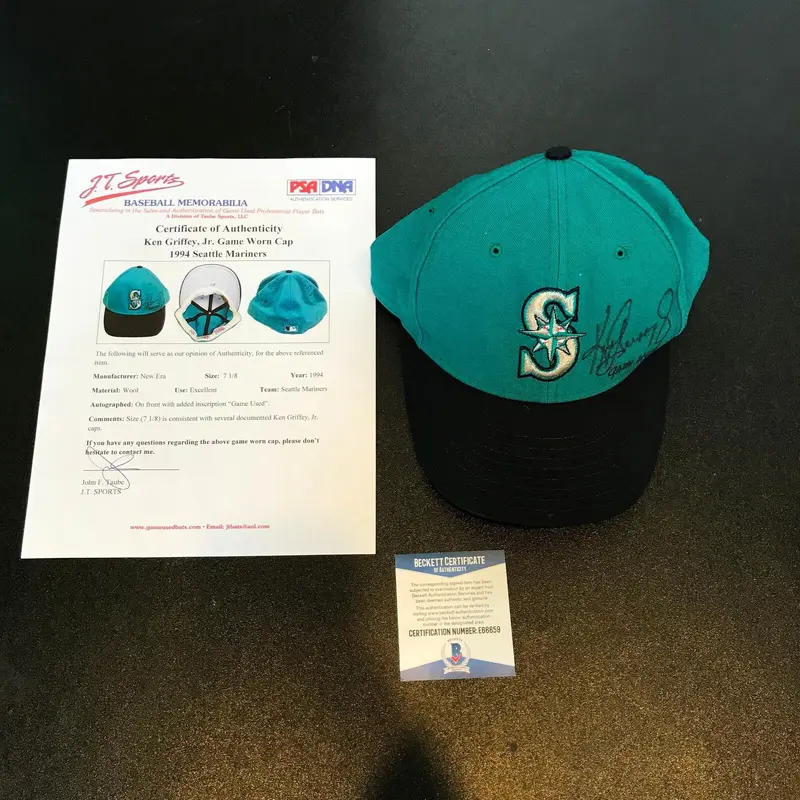 1994 Ken Griffey Jr. Signed Inscribed Game Used Seattle Mariners Hat PSA DNA BAS