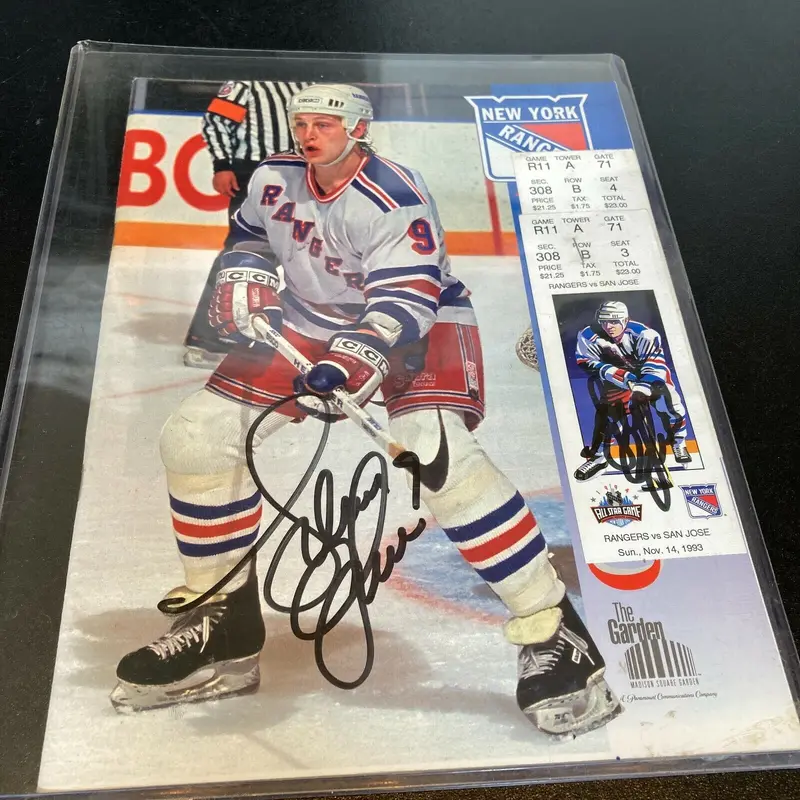 Adam Graves Signed Autographed New York Rangers Program & Ticket