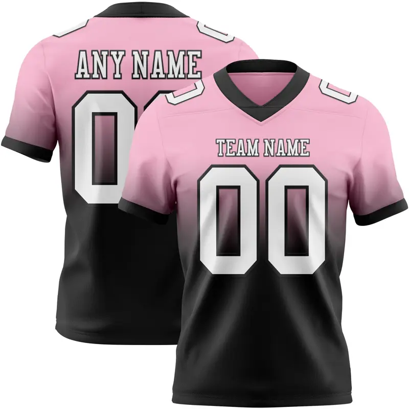 Custom Light Pink White-Black Mesh Authentic Fade Fashion Football Jersey