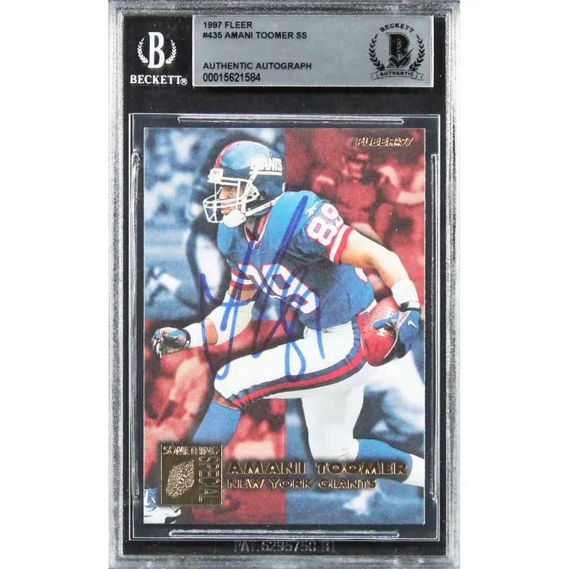 Giants Amani Toomer Authentic Signed 1997 Fleer #435 Card BAS Slabbed