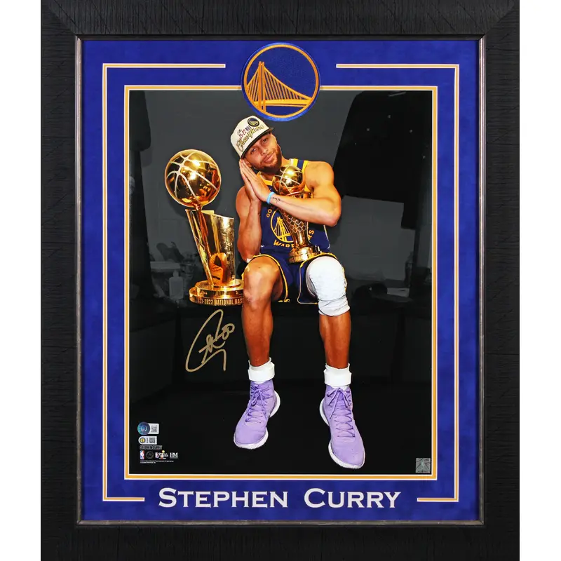 Warriors Stephen Curry Signed 16x20 Night Night Spotlight Framed Photo BAS