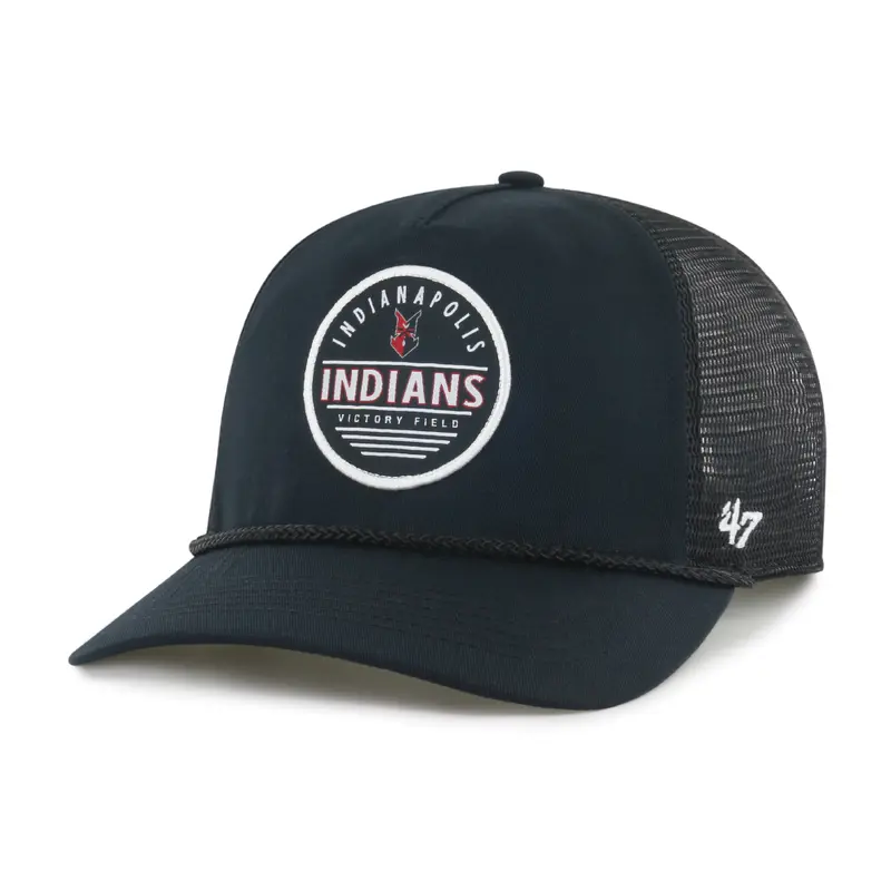 Indianapolis Indians '47 Adult Black Hastings Hitch Adjustable Trucker Snapback Cap