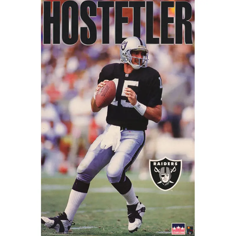 Jeff Hostetler Los Angeles Raiders QB Club NFL Football Poster - Starline 1993