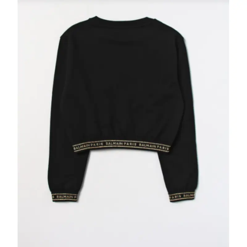 BALMAIN GIRLS SWEATSHIRT W/LOGO BAND BLK BT4A20 930OR