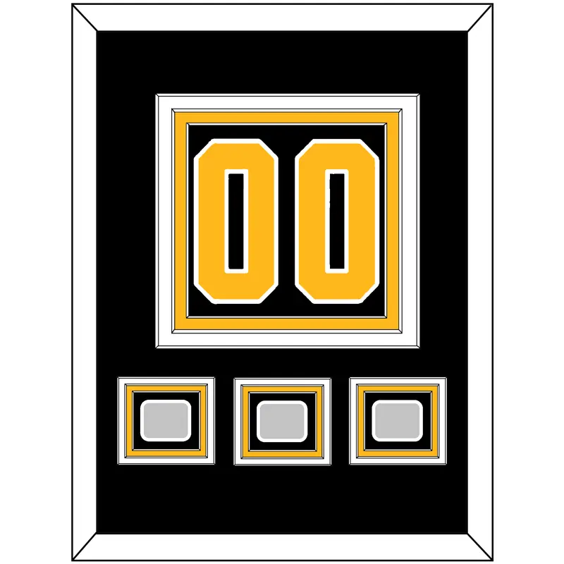 Pittsburgh Number (Back) & 3 Stanley Cup Finals Patches - Home Black - Triple Mat 2