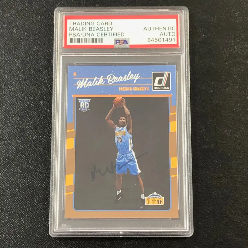 2016-17 Donruss #166 Malik Beasley Signed Card AUTO PSA/DNA Slabbed RC Nuggets