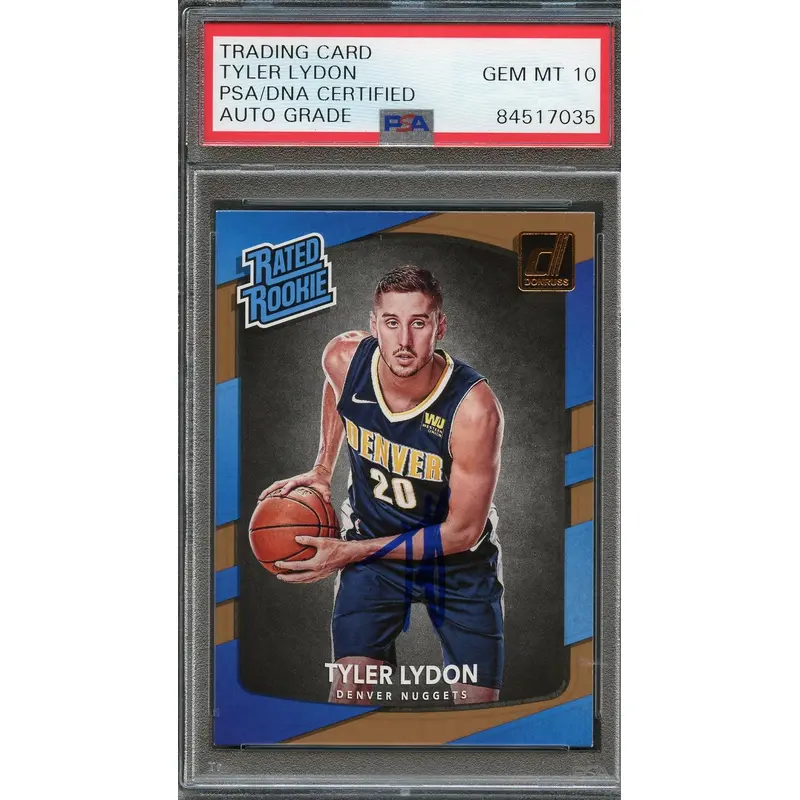 2017-18 Donruss #177 Tyler Lydon Signed AUTO 10 PSA Slabbed RC Nuggets