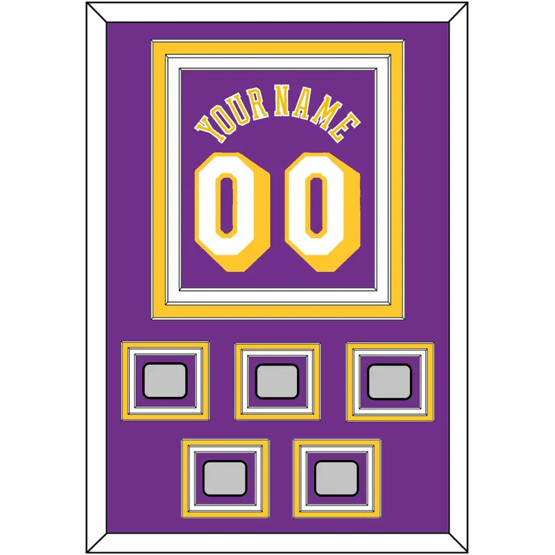 Los Angeles Name & Number With 5 Trophy Patches - Road Purple (1978-1997) - Triple Mat 2