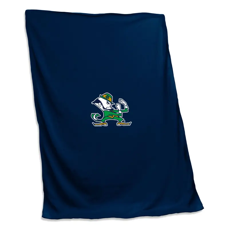 Notre Dame Leprechaun Navy Screened Sweatshirt Blanket