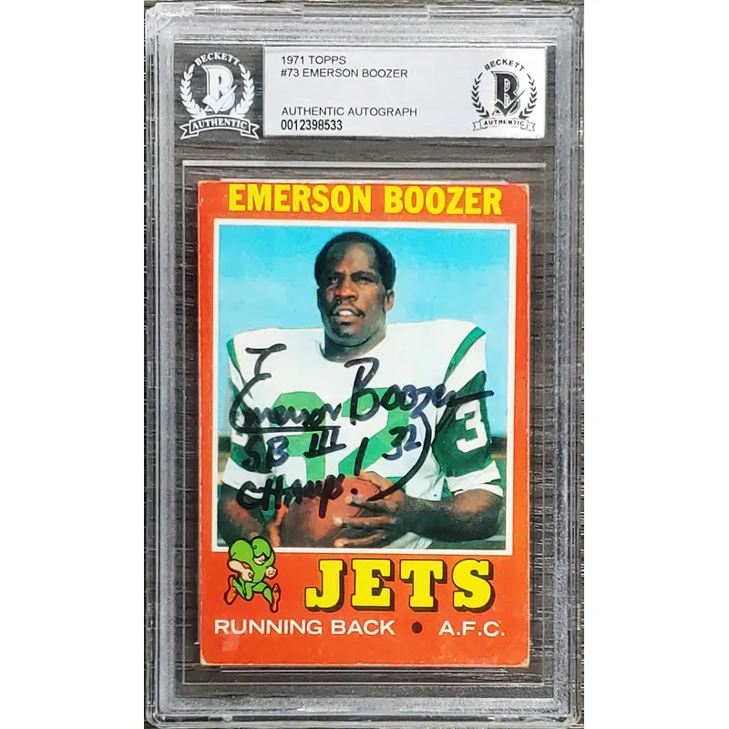 Jets Emerson Boozer Authentic Signed 1971 Topps #73 Card BAS Slabbed