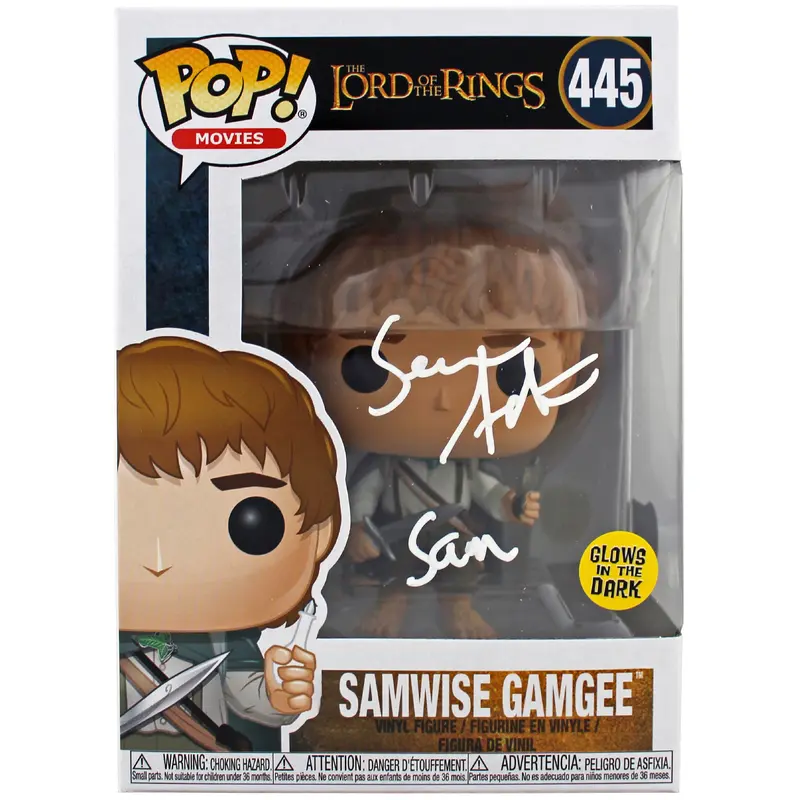 Sean Astin LOTR "Sam" Signed Funko Pop Vinyl Figure w/ White Sig BAS Witnessed