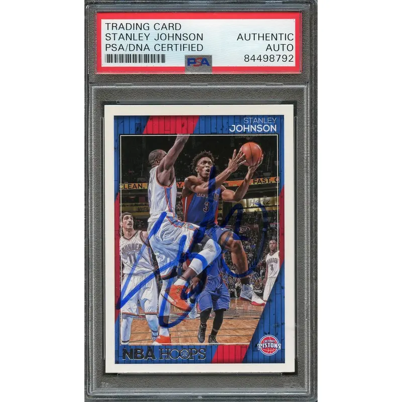 2016-17 NBA Hoops #107 Stanley Johnson Signed Card AUTO PSA Slabbed Pistons