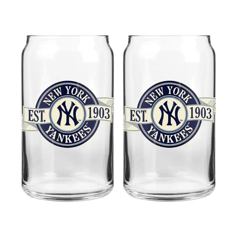 MLB New York Yankees 16 oz Can Glass Banner Design