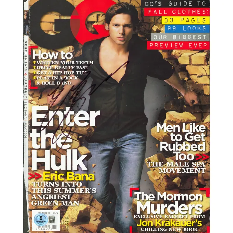 Eric Bana Authentic Signed July 2003 GQ Magazine Cover Autographed BAS #BS20678