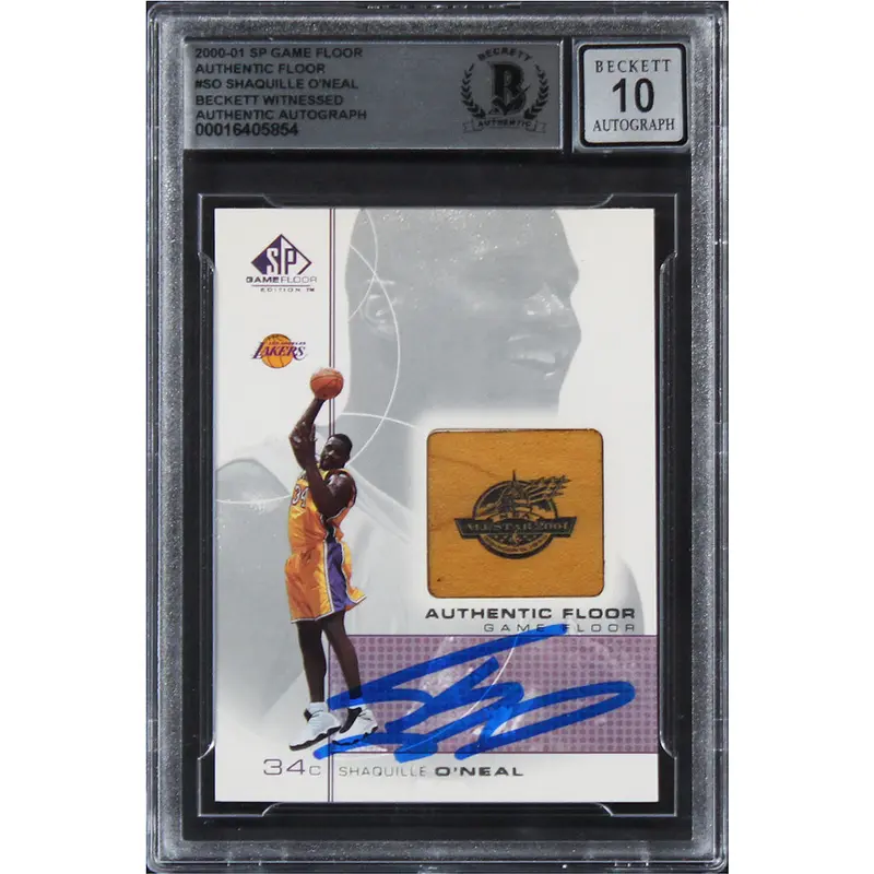 Lakers Shaquille O'Neal Signed 2000 SP Game Floor #SO Card Auto 10! BAS Slab 3
