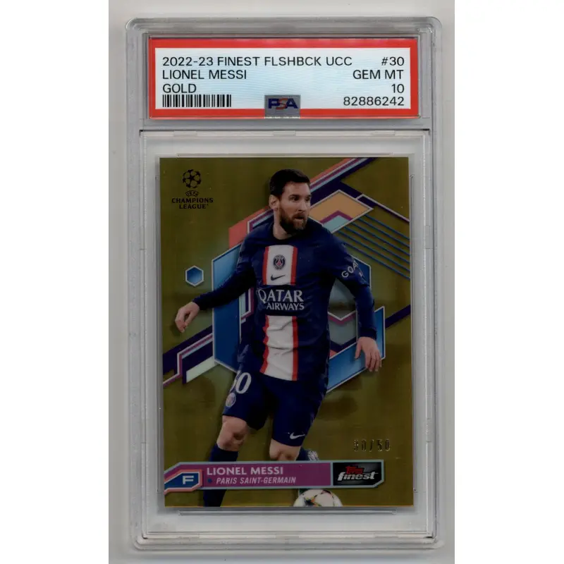Lionel Messi 2022-23 Finest Flashback Gold 30/50 PSA 10 Gem Mint