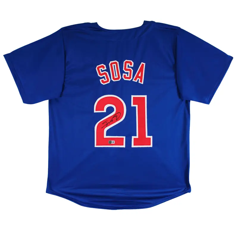 Sammy Sosa Authentic Signed Blue Pro Style Jersey Autographed BAS Witnessed