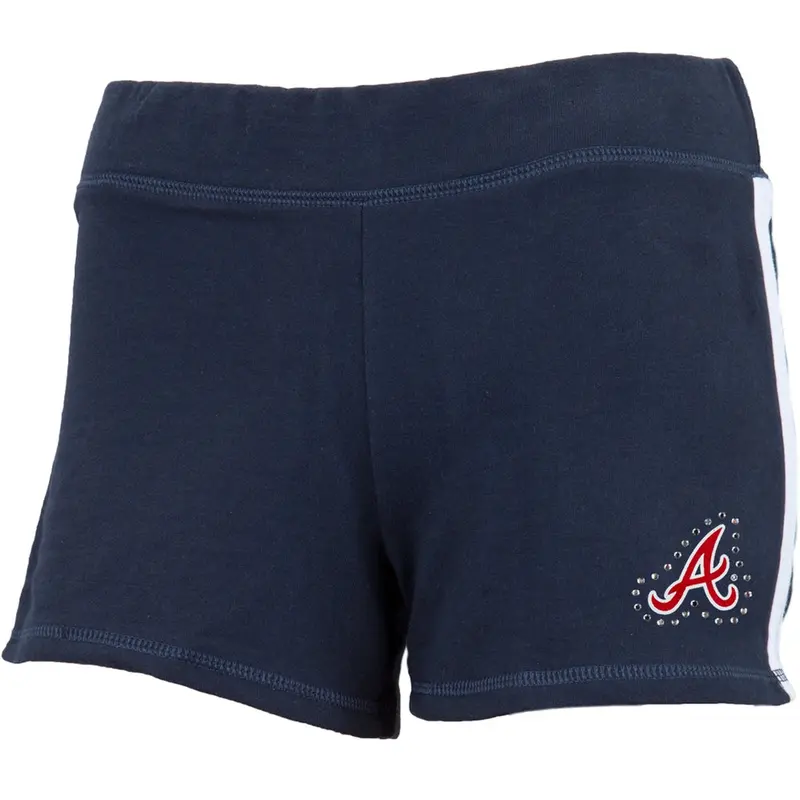 Atlanta Braves - Rhinestone Logo Girls Juvy Athletic Shorts