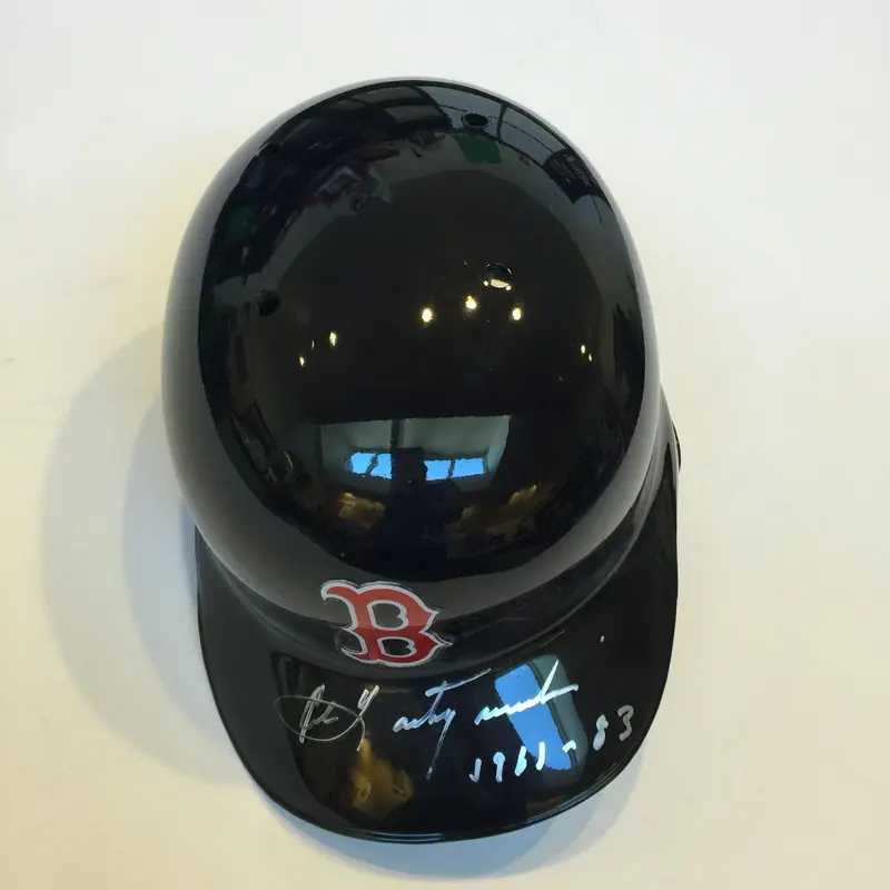 Carl Yastrzemski "1961-1983" Signed Game Model Boston Red Sox Helmet JSA Sticker