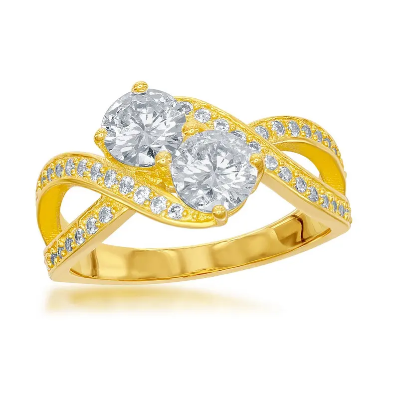 Sterling Silver, CZ Ring - Gold Plated