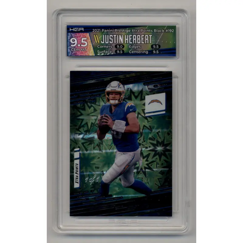Justin Herbert 2021 Prestige Xtra Points Black #192 1/1 HGA 9.5
