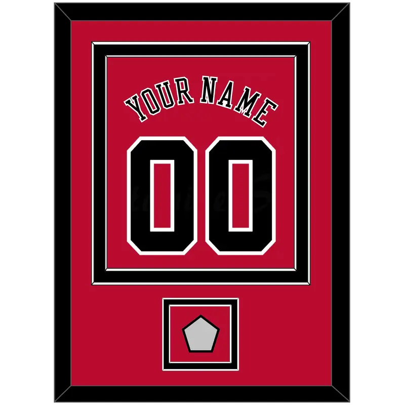 Chicago Name & Number With 3X Champions Patch - Road Red (1986-2017) - Double Mat 2