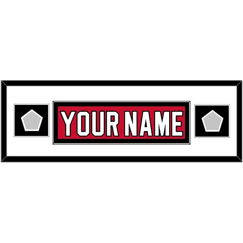 New Jersey Nameplate & 2 Stanley Cup Finals Patches - Road Red (1992-2007) - Single Mat 2