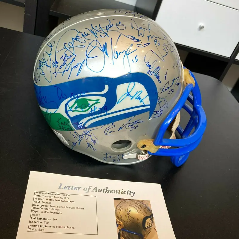 1990 Seattle Seahawks Team Signed Full Size Helmet 30+ Signatures With JSA COA